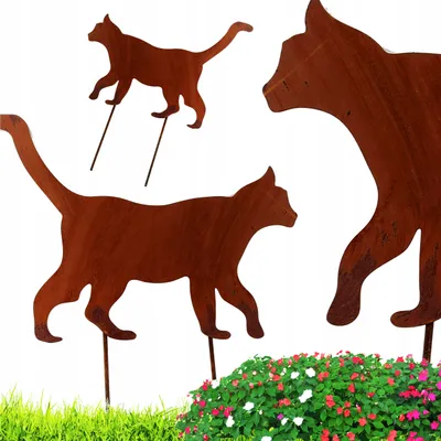 Produktbild von Gartendekoration Figur Katze Spaziergang Katze Geschenk Figur Corten Rost
