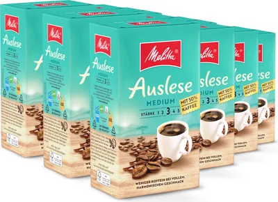 Produktbild von Melitta Auslese Medium Filter-Kaffee gemahlen, für Filterkaffeemaschinen, im Set