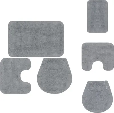 Produktbild von vidaXL Badematten-Set 3-tlg. Stoff Grau -  Badematten & Badteppiche