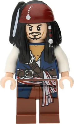 A LEGO minifigure of Captain Jack Sparrow.