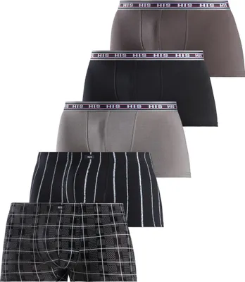 Produktbild von H.I.S. Boxer Boxershorts für Herren 5 -teilig anthra / schwarz / grau / streifen / karo Größe XL