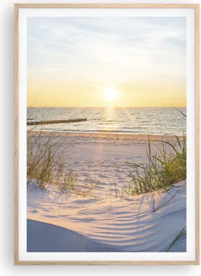 Produktbild von Gerahmtes Poster - Rahmen in heller Eiche - Düne Strand Meer - 70x100 cm - Wand Bild - Wanddeko - Wandbilder - Wandposter - Bilderrahmen - Bilder - Kunstdruck - Wandbild - P2NPA70x100-3989