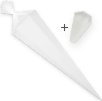 Produktbild von itenga Set Weiß Bastelschultüte Rohling 85 cm eckig + Schultüten Spitzenschutz