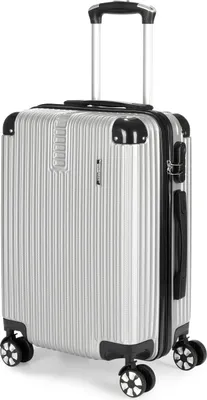 Produktbild von BRUBAKER Handgepäck Koffer London - Reisekoffer mit Zahlenschloss, 4 Rollen und Komfort Tragegriffen - 37 x 56 x 22 cm Rollkoffer, M, Silber