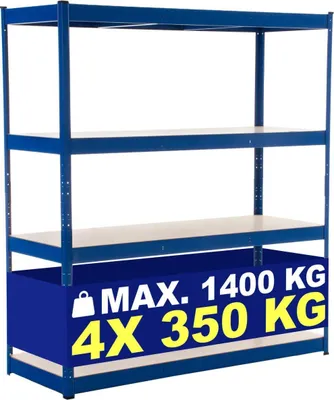 Zdjęcie produktu dla Regał magazynowy 160x180x60 cm - Przechowywanie - Całkowita pojemność 1,4 tony | Kolor: niebieski