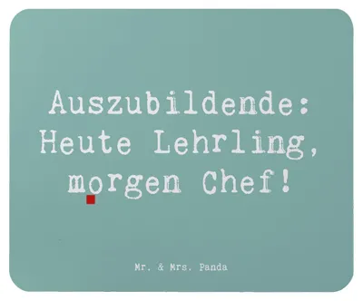 Produktbild von Mr. & Mrs. Panda Mauspad Spruch Auszubildende Chef - Meeresbrise - Geschenk, Mousepad, Geschenke mit Herz, Berufsausbildung, mousematte, laptop, Berufe, Mouse Pad, Beruf