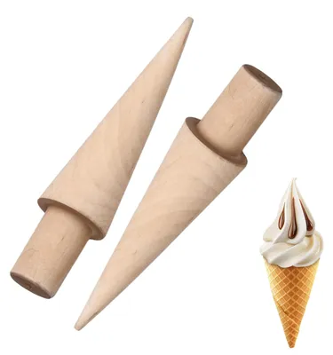 Productafbeelding van Wafelkegelroller - Set van 2 stuks, gemaakt van hout - Voor het maken van ijsvormpjes en wafelhoorntjes