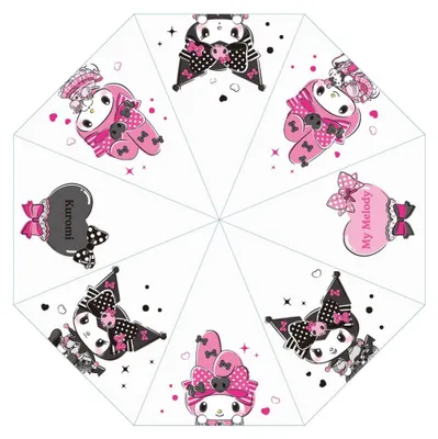 Produktbild von Sanrio Pink Black Party Series Regenschirm Kuromi & My Melody Transparent