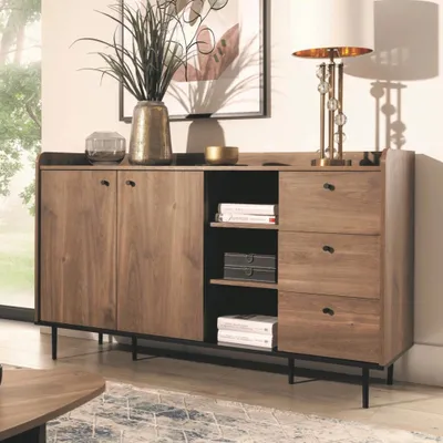 Productafbeelding van Woonkamerkast Nero K2D3SZ, kast met drie lades, stijlvolle dressoir (kleur: Brandy Castello)