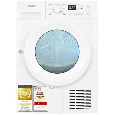 Produktbild von Exquisit Wärmepumpentrockner | TWP5701-030E weiss | 7 kg | 16 Programme | Restlaufzeitanzeige | 67 dB | Energieklasse E | Weiß