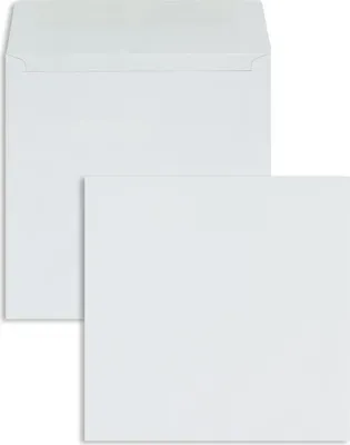 Produktbild von Briefumschläge - Weiß 170 x 170 mm | 100 g/qm Offset | Ohne Fenster | Nassklebung | Gerade Klappe | 100 Stück