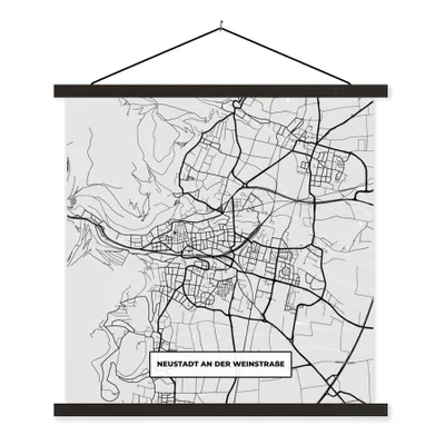 Produktbild von MuchoWow® Textilposter Stadtplan - Neustadt An Der Weinstraẞe - Deutschland - Karte 60x60 cm mit schwarzem Rahmen - Posteraufhänger