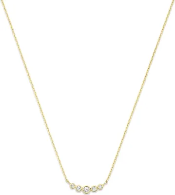 Produktbild von Neue Bling 9NBG-0954, goldene Damen-Kette (14 Karat) mit Zirkonia – Fünf Zirkonia in verschiedenen Größen – Verstellbar, Länge 43-48 cm