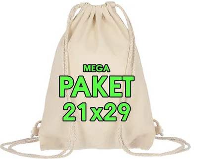 Produktbild von 10 Stück Baumwollbeutel 21 x 29 cm – Kleine Sportbeutel Turnbeutel