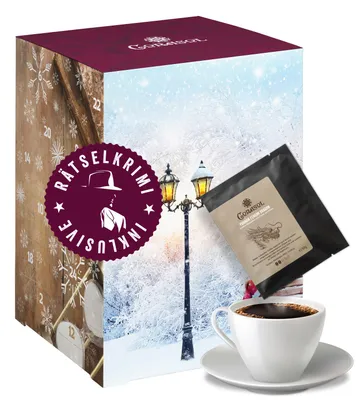 Produktbild von Corasol Premium Krimi & Kaffee Adventskalender mit Rätsel-Krimi: Entführung im Hyde Park & 24 besonderen Kaffees in komfortablen Coffeebags (240 g)