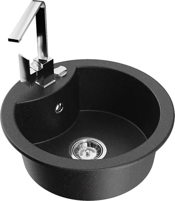 Produktbild von Mexen Diego 1-Becken-Granit-Spüle mit Mischbatterie Rita, Schwarz/Silbermetallic - 6512-73-670300-00