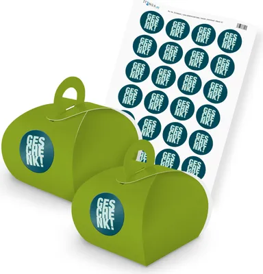 Produktbild von itenga SET Geschenk (Motiv 3) 24x Geschenkschachtel mit Griff grün + Stickerboge