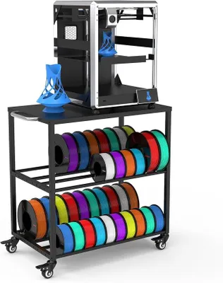 Obrázek produktu pro Regál na filament pro 3D tiskárny, robustní kovový regál na skladování filamentu s kolečky, regál na role filamentu pro skladování PLA/ABS/TPU, vhodný do domácnosti, kanceláře nebo dílny (černý)