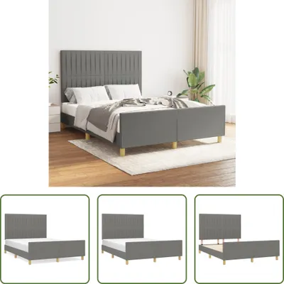 Produktbild von The Living Store Bettgestell mit Kopfteil Dunkelgrau 140x190 cm Stoff