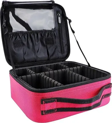 Produktbild von Unyqoos® Professionelle Make-up-Organizer-Tasche, großes Fassungsvermögen, wasserdichtes Oxford mit PVC-Innenfläche, 6 verstellbare EVA-Teiler, 10,4 Zoll