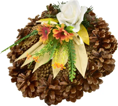 Produktbild von Tannenzapfenkranz mit weißer Rose Ø22 cm