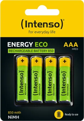 Image de Batterie Intenso NiMH, Micro AAA, rechargeable, HR03, 1,2 V, 850 mAh, 4 piles