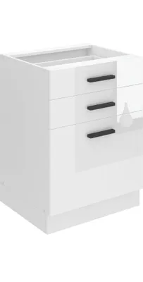 Produktbild von Belini Unterschrank Küche, Küchenunterschrank 60 cm Breite. SDSZ Küchenunterschrank ohne Arbeitsplatte. Küchenschrank mit Schubladen, Weiß Hochglanz