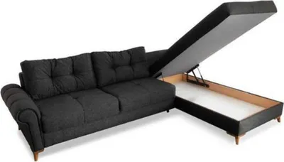 Produktbild von Schwarzes Ecksofa Moderne L-Form Couch Wohnzimmer Polster Eckcouch Neu