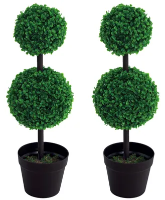 Produktbild von Outsunny künstliche Pflanzen 2er Set groß 67 cm Kunstpflanze mit 2 Kugel