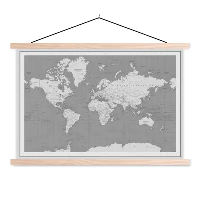 Obrázek produktu pro MuchoWow® Textilní plakát - Mapa světa - Vintage - Atlas - Děti - Chlapci - Dívky - 90x60cm - S hnědými lamelami