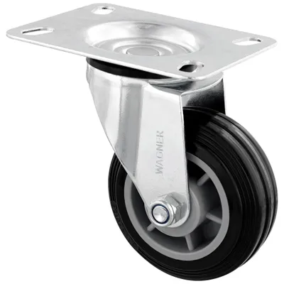 Produktbild von WAGNER Soft-Lenkrolle/Möbelrolle Ø 80 mm, Transportrolle mit Rollenlager, Stahl, schwarz, Tragkraft 50 kg - 04158001