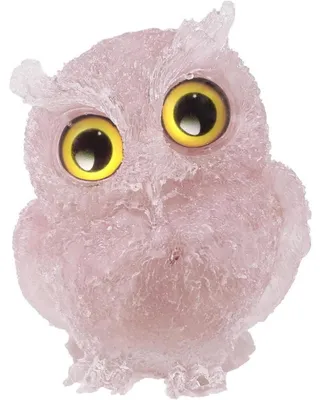 Immagine prodotto di Busto di gufo in cristallo, decorazione in quarzo rosa e resina, 6 cm, rosa, portafortuna secondo il Feng Shui