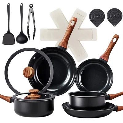 Obrázok produktu pre 17-dielna súprava kuchynského riadu, pozostávajúca z hrnca s rukoväťou (18/20 cm), panvice (20/26 cm) a woku (26 cm)