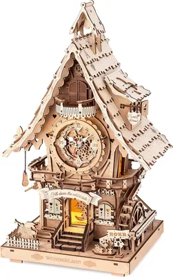 Obrázok produktu pre 3D puzzle Prírodné kukučkové hodiny, ROKR, Drevené, 435 dielikov