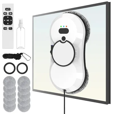 Obrázok produktu pre Robot na umývanie okien – Elektrický čistič okien 5600Pa, súprava C – Automatická funkcia striekania vody – Sací výkon 5600Pa – Diaľkové ovládanie – Bezpečnostné lanko – 220 V