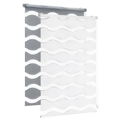 Image de Store enrouleur double vagues Store enrouleur duo Klemmfix sans percer Store enrouleur double vagues 65x130cm blanc