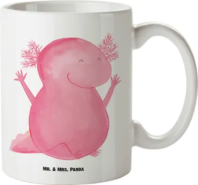 Produktbild von Mr. & Mrs. Panda Pott Axolotl Hurra - Weiß - Geschenk, Freude, Riesentasse, Kaffeepott, Lurch, Fröhlich, weisse tasse, jumbotasse, Haferl, Lurche, Molch