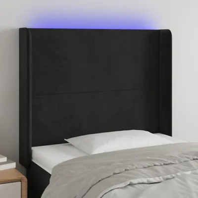 Produktbild von LED Kopfteil Schwarz 103x16x118/128 cm Samt , Kopfteile Design 2024