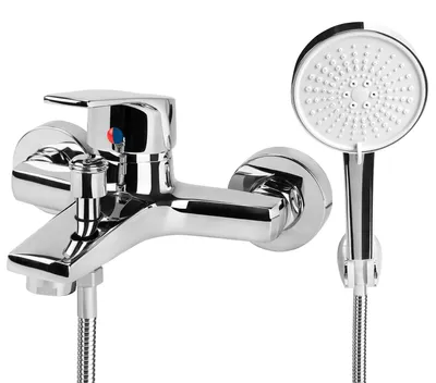 Produktbild von Wasserhahn Brausearmatur Einhebelmischer - Handbrause 5 Strahlarten - 1,5 m Schlauch - Chrom - Wandmontage