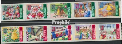 Produktbild von Briefmarken GB - Jersey 2002 Mi 1002II-1011II Fünferstreifen (kompl.Ausg.) Jahreszahl 2002 postfrisch Weihnachten