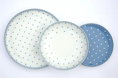 Zdjęcie produktu dla Thun 1794 Tom, zestaw talerzy, niebieskie kropki, porcelana Carlsbad, Thun, 18 d.