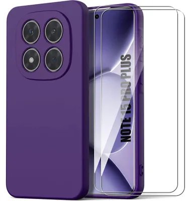 Image de Coque + 2 Verres Trempés pour Xiaomi Redmi Note 15 Pro Plus 5G, Silicone Anti-Rayures Violet Nuit