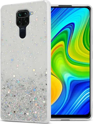 Produktbild von Cadorabo Hülle für Xiaomi RedMi NOTE 9 in Transparent mit Glitter Schutzhülle aus flexiblem TPU Silikon mit funkelnden Glitter Case Cover Etui Handy Hülle