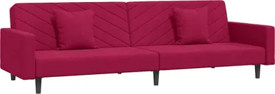 Produktbild von vidaXL Schlafsofa 2-Sitzer mit 2 Kissen Weinrot Samt