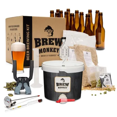 Produktbild von Brew Monkey® Bierbrauset IPA | Luxe Set 5 Liter Bier | 5,7% Vol. | Bier Brauen Set | Männergeschenke | Bier Geschenke für Männer | Geburtstagsgeschenk für Männer
