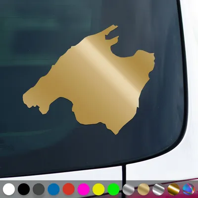 Produktbild von PantherPixel Mallorca Aufkleber Insel Umriss Reisen Spanien Sticker Auto Geschenkidee Farbe Gold