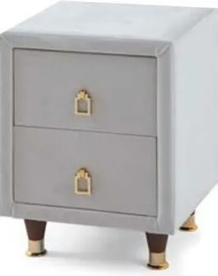 Productafbeelding van Grijze gestoffeerde nachtkastje, design slaapkamer meubel, nachtkastje