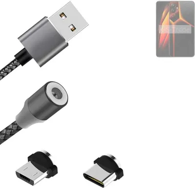 Produktbild von K-S-Trade Hochwertiges Magnet-Lade-kabel Sync-Kabel Daten-Kabel für Tecno Pova 4 mit USB-Typ-C-Anschluss und Micro-USB-Anschluss 2A bis zu 480mbps