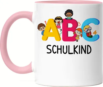 Produktbild von ABC Schulkind Tasse Rosa Einschulungsgeschenk 1. Klasse Grundschule Geschenkidee