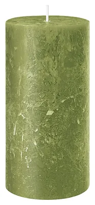 Produktbild von Stumpenkerze - Olivgrün - Paraffinwachs - 7 x 8 cm - selbstlöschend